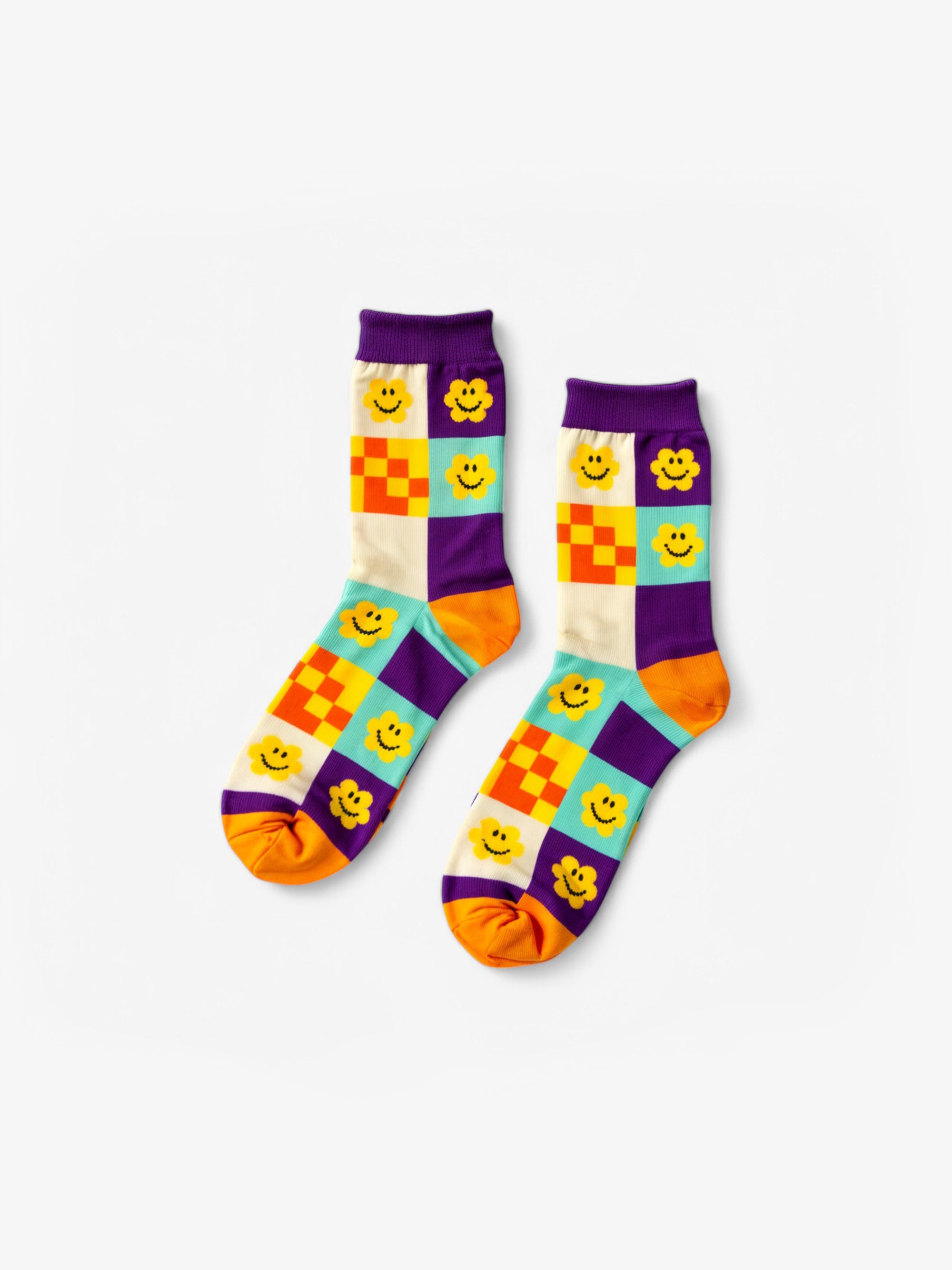Calcetines con cara sonriente de tablero de ajedrez-zoom-1