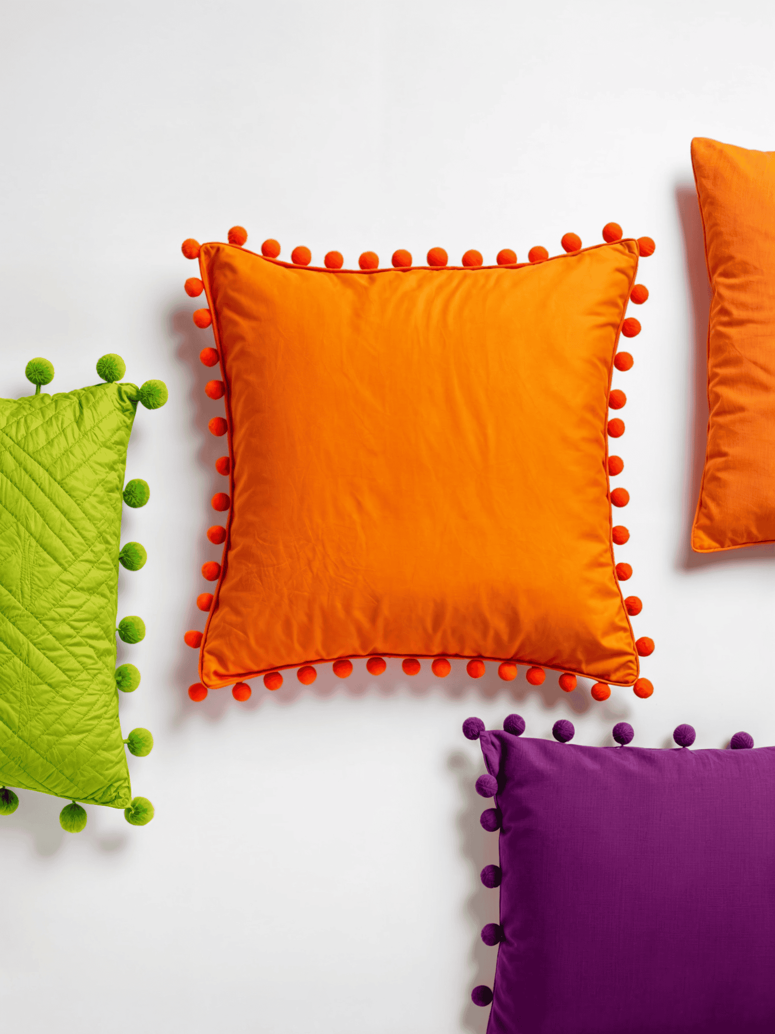 Pom Pom Trim Throw Pillows