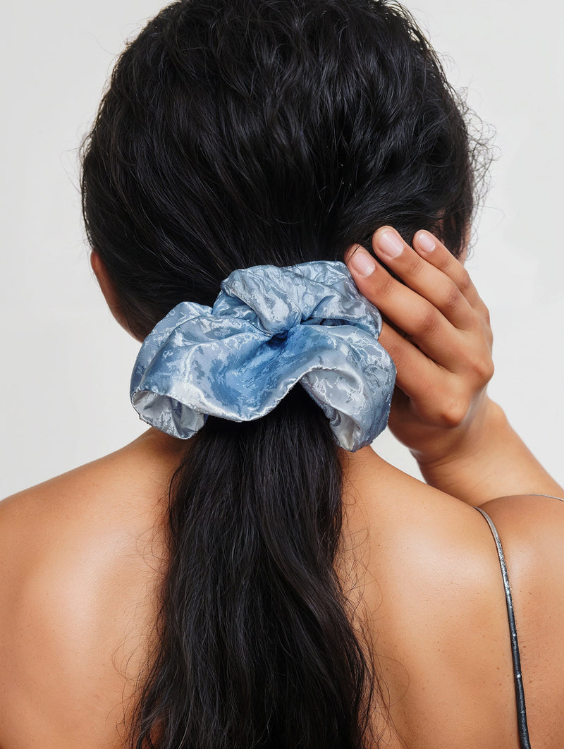 Floral Embossed Scrunchie-zoom-